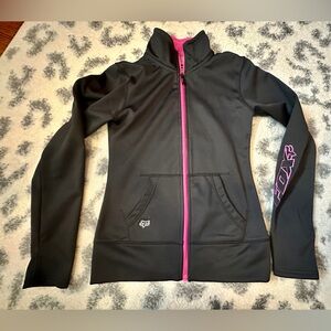 Fox Racing Zip Jacket Sweatshirt Black Pink Fleece Lined Small